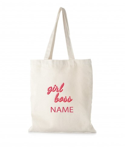 Personalised Girl Boss Cotton Eco-friendly White Tote Bag